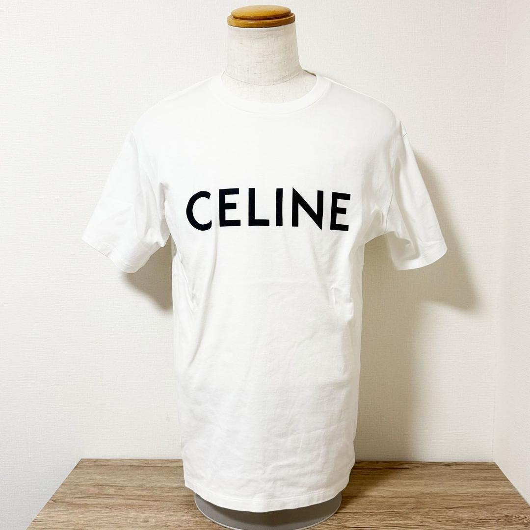 【良品】セリーヌ ルーズ プリント Tシャツ ドロップショルダー ホワイト