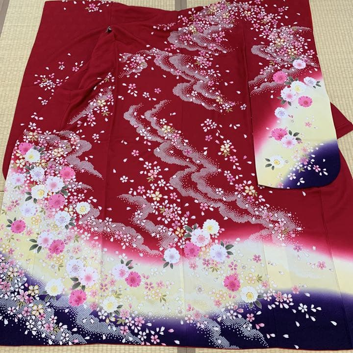 正絹 成人式 振袖セット(赤に桜セット)