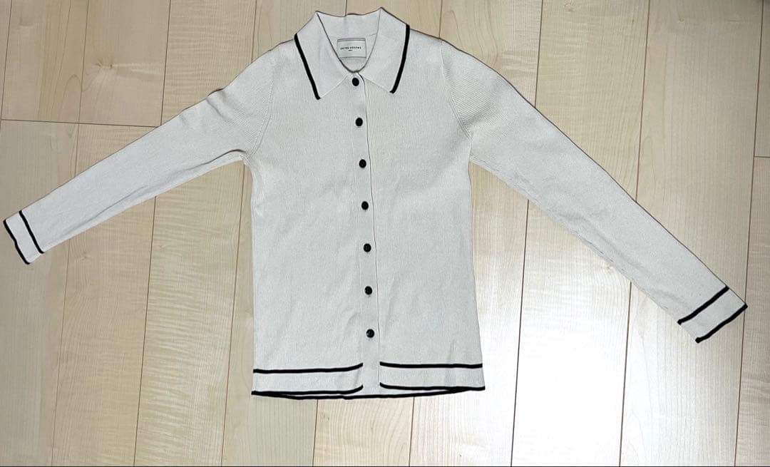値下　united arrows ポロニット カーディガン　リブニット ポロエリ