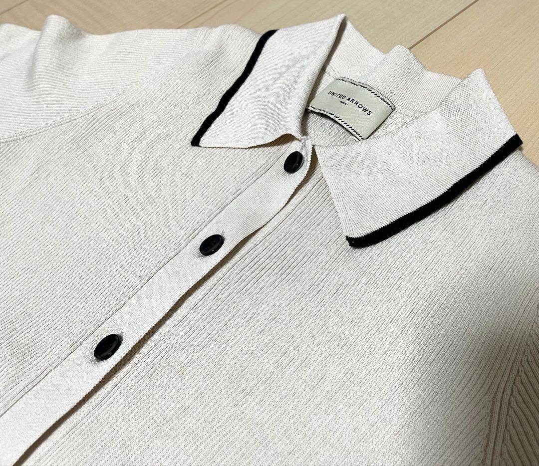 値下　united arrows ポロニット カーディガン　リブニット ポロエリ