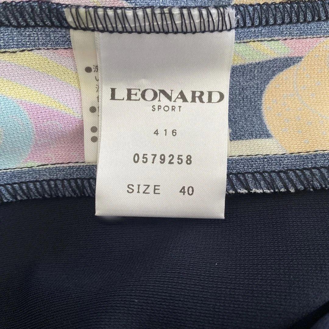 【美品】レオナール LEONARD SPORT ネイビー半袖ワンピース　40