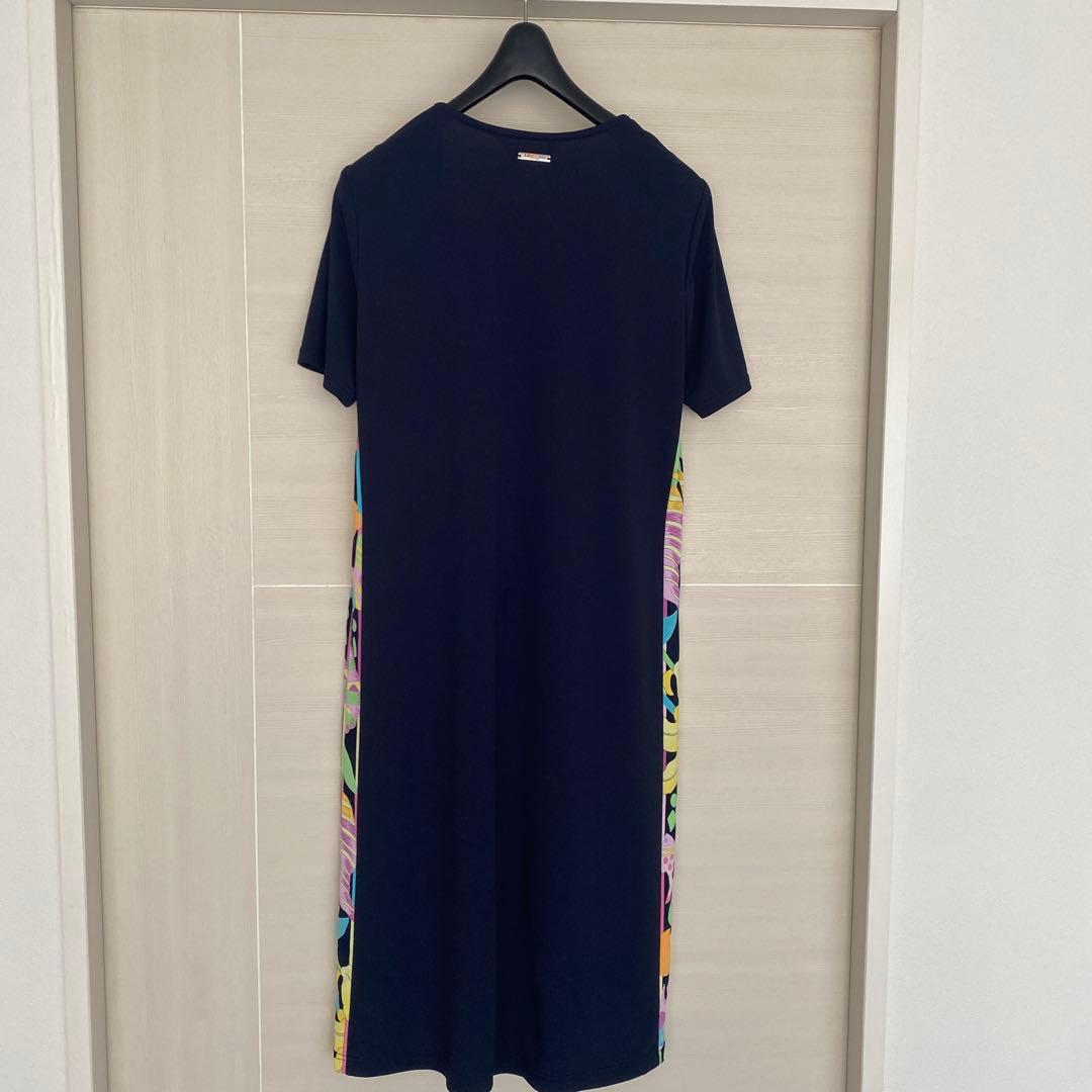 【美品】レオナール LEONARD SPORT ネイビー半袖ワンピース　40