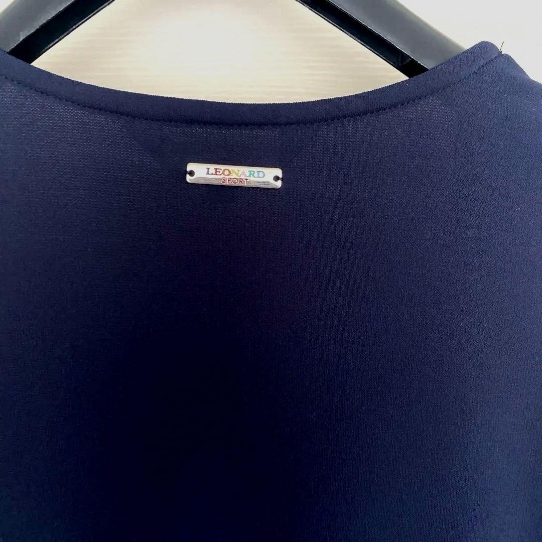 【美品】レオナール LEONARD SPORT ネイビー半袖ワンピース　40