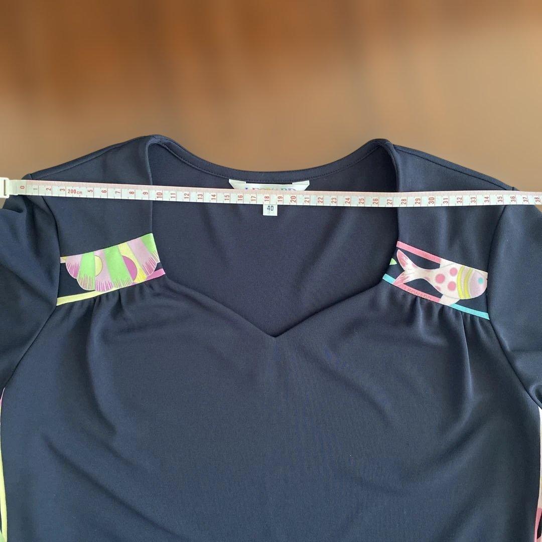 【美品】レオナール LEONARD SPORT ネイビー半袖ワンピース　40