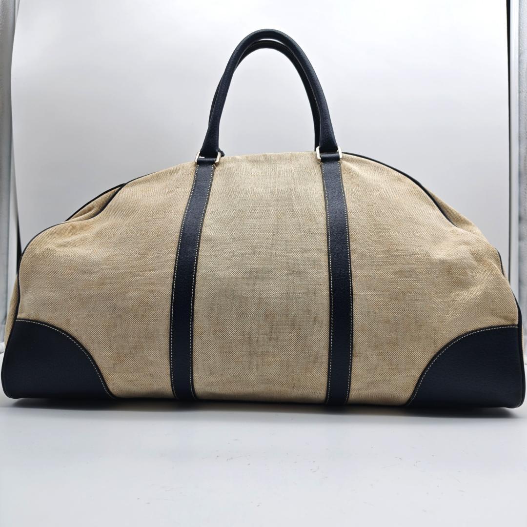 希少 PRADA ボストンバッグ 三角ロゴ キャンバス×レザー 南京錠 鍵付き