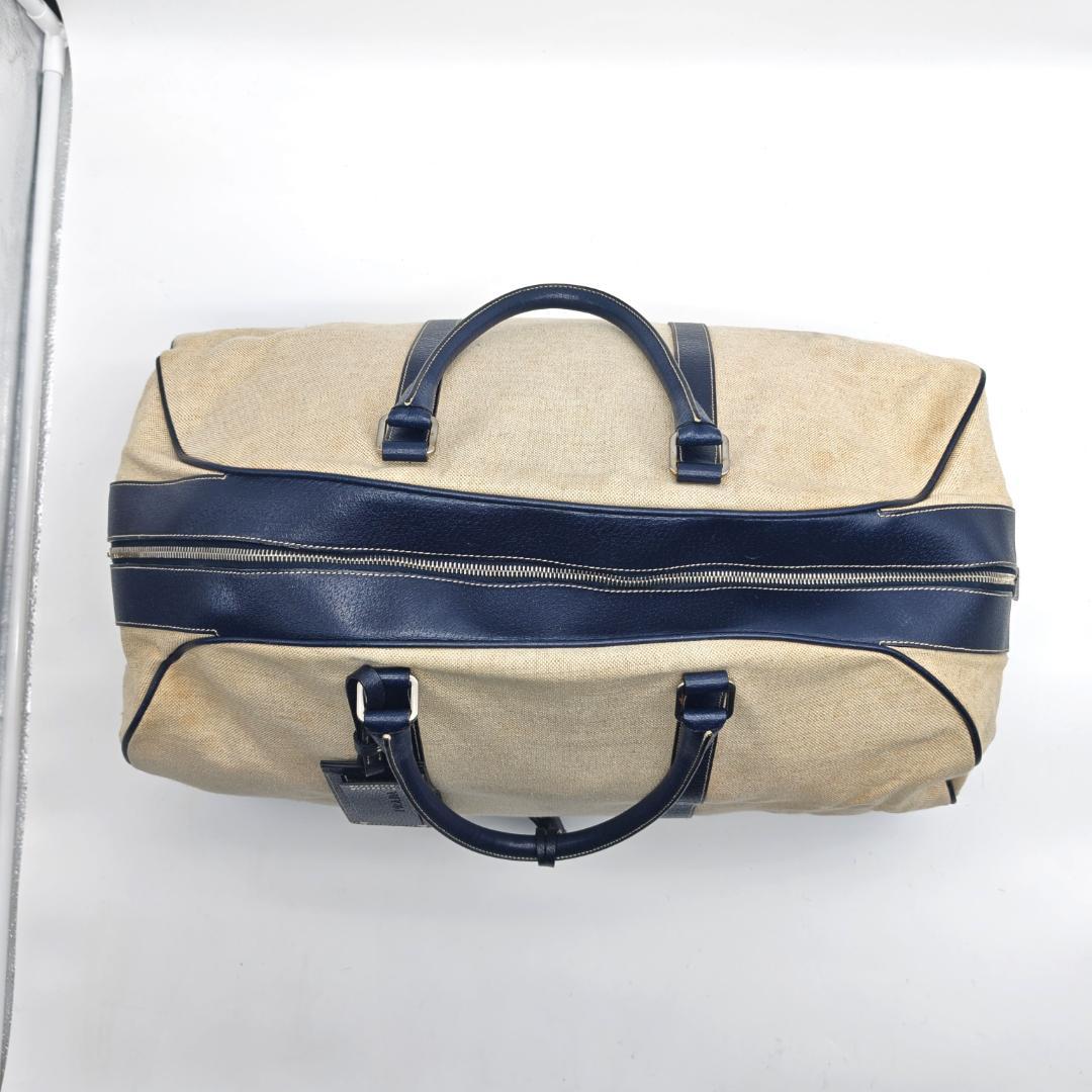 希少 PRADA ボストンバッグ 三角ロゴ キャンバス×レザー 南京錠 鍵付き