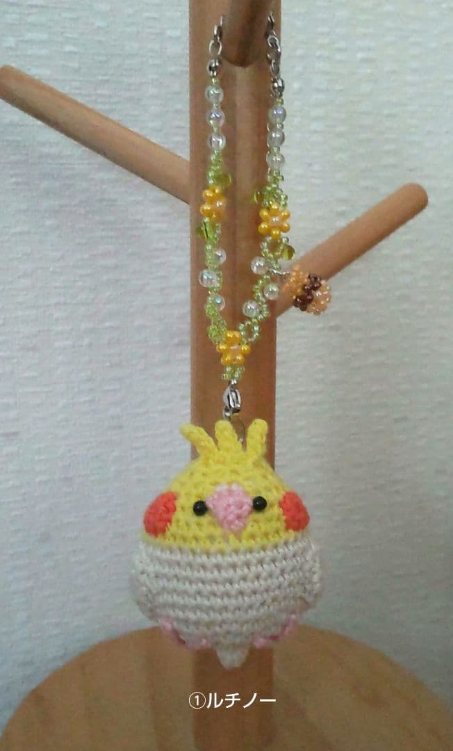 ☆まめひこ☆オカメインコあみぐるみバッグチャーム5点セット