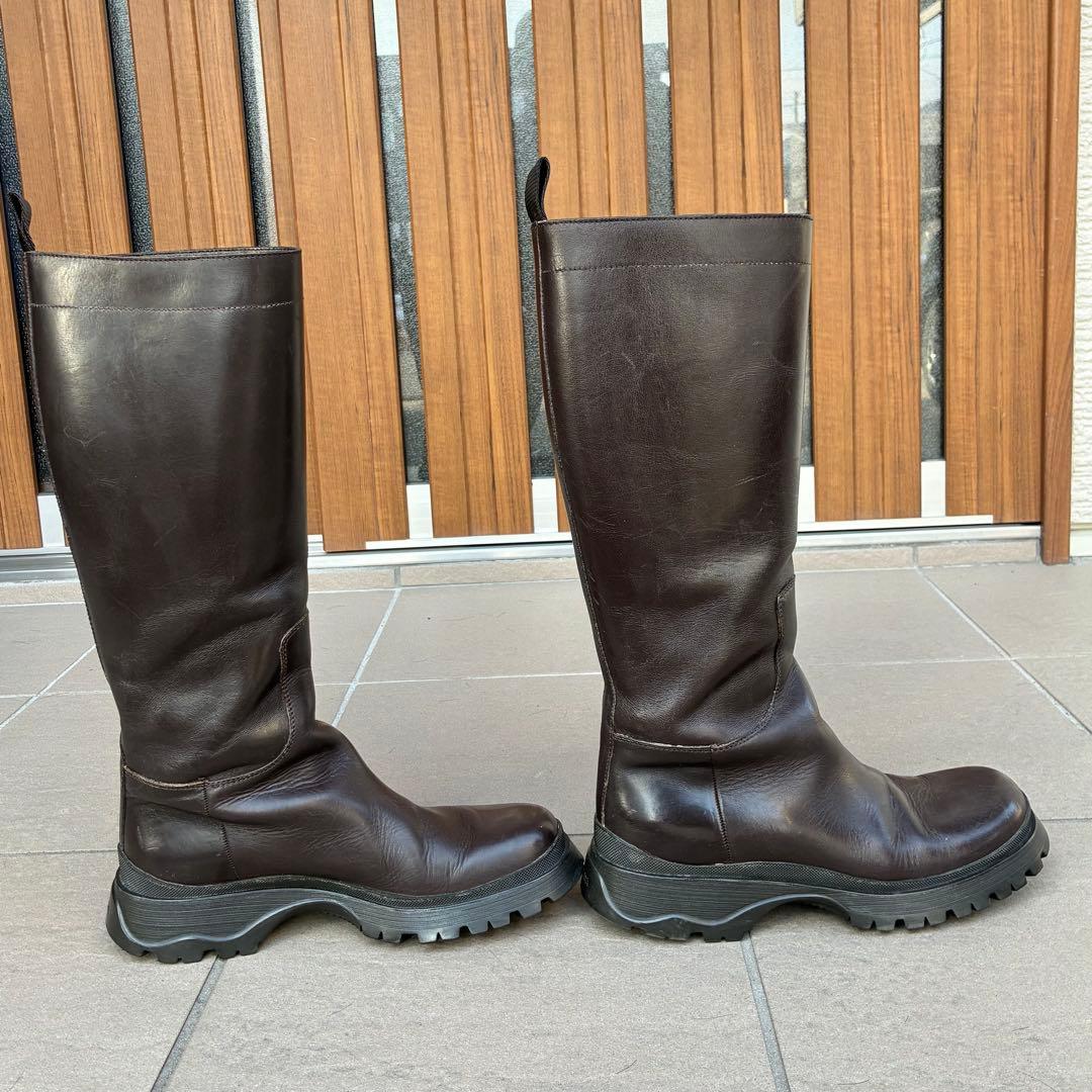 使用一度のみ 中古 プラダ PRADA 茶色 ロングブーツ サイズ24.5cm
