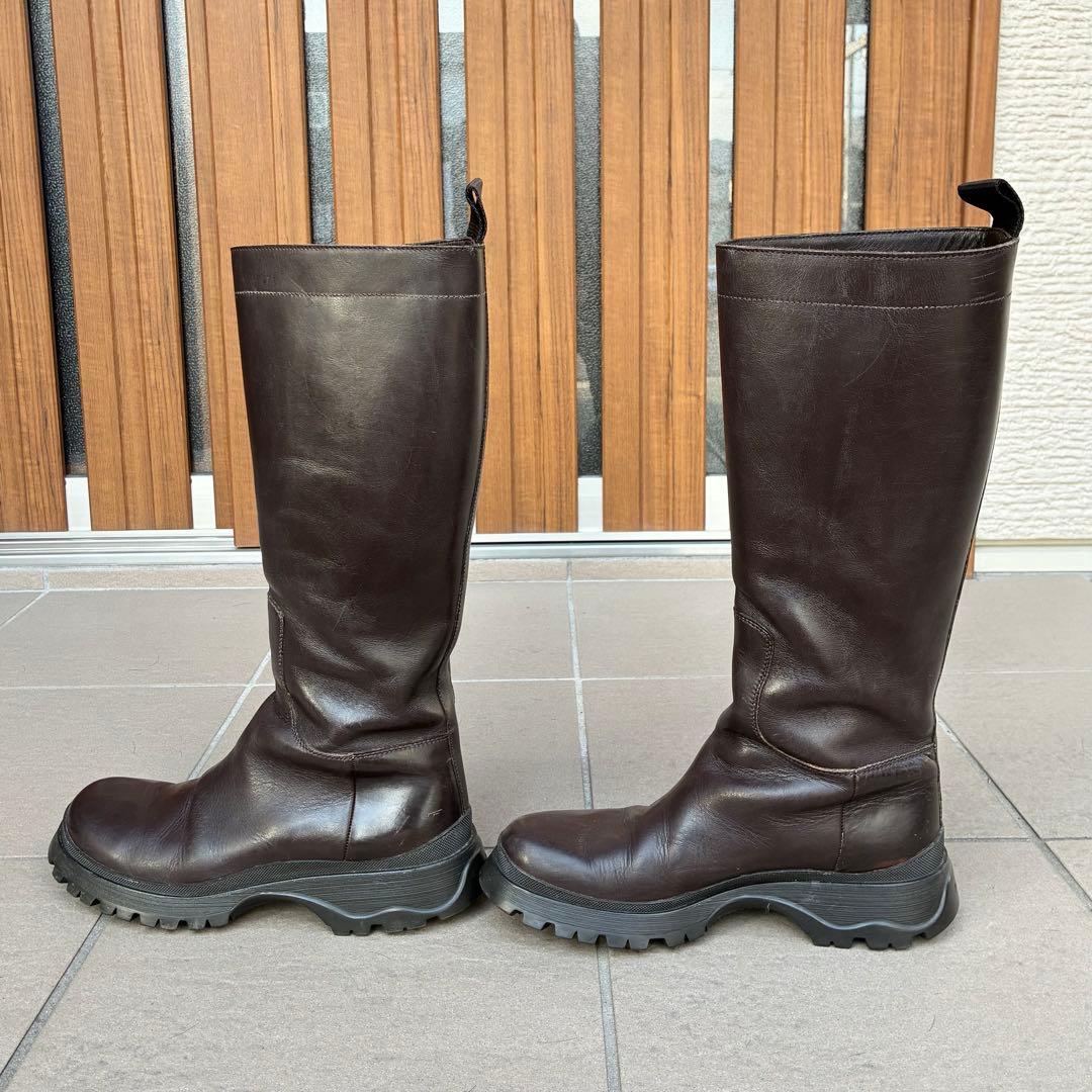 使用一度のみ 中古 プラダ PRADA 茶色 ロングブーツ サイズ24.5cm