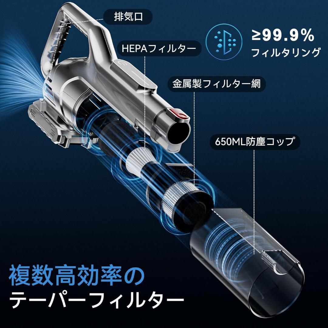 【1点限定】未使用新品 コードレス 掃除機 強力吸引 軽量 ライト付 サイクロン