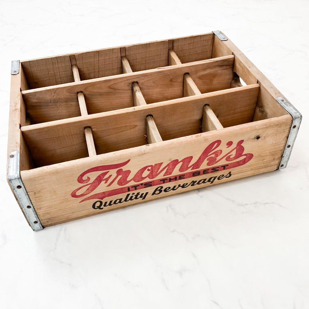 希少 ヴィンテージ アメリカ Frank's 木製ドリンクケース ボトルケース