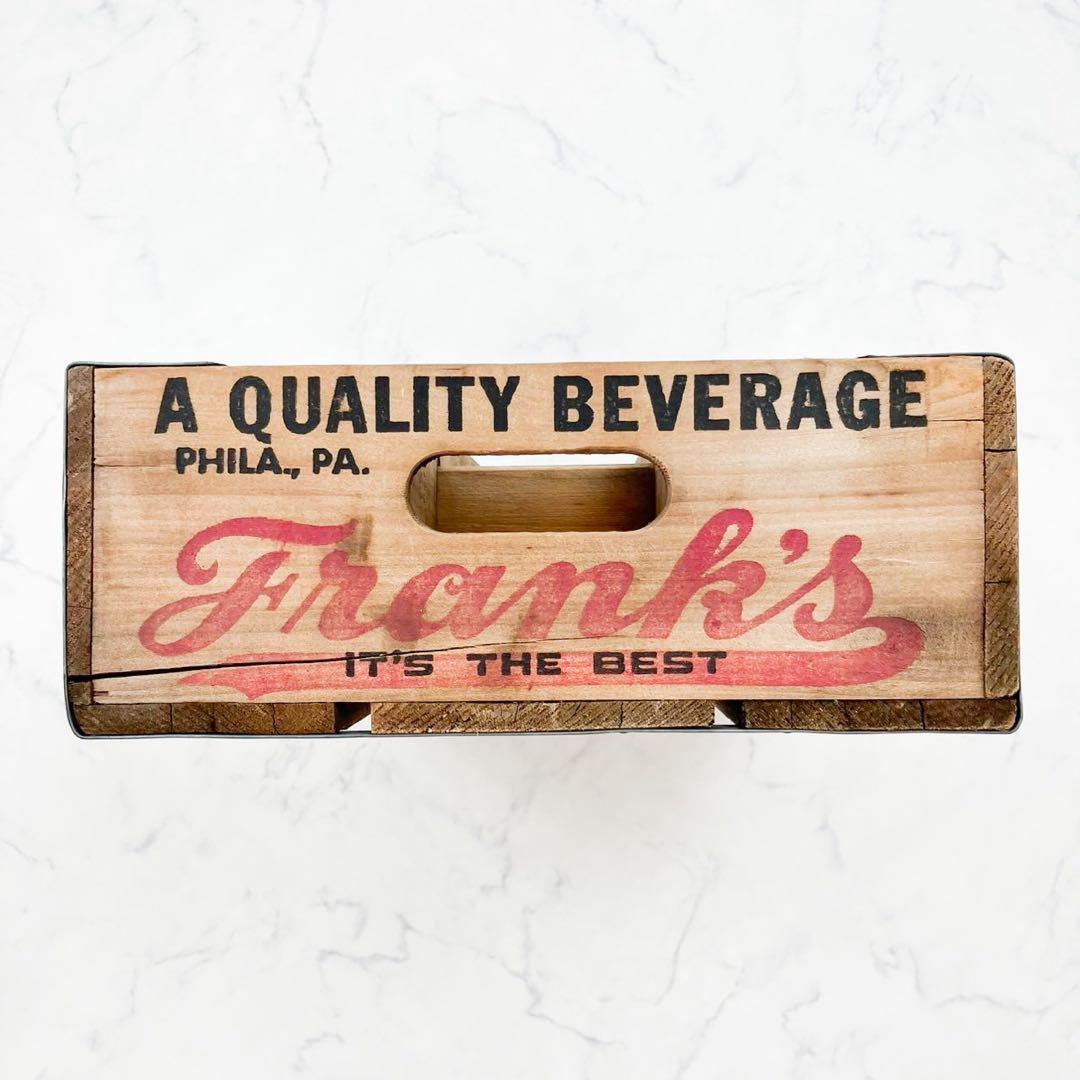 希少 ヴィンテージ アメリカ Frank's 木製ドリンクケース ボトルケース