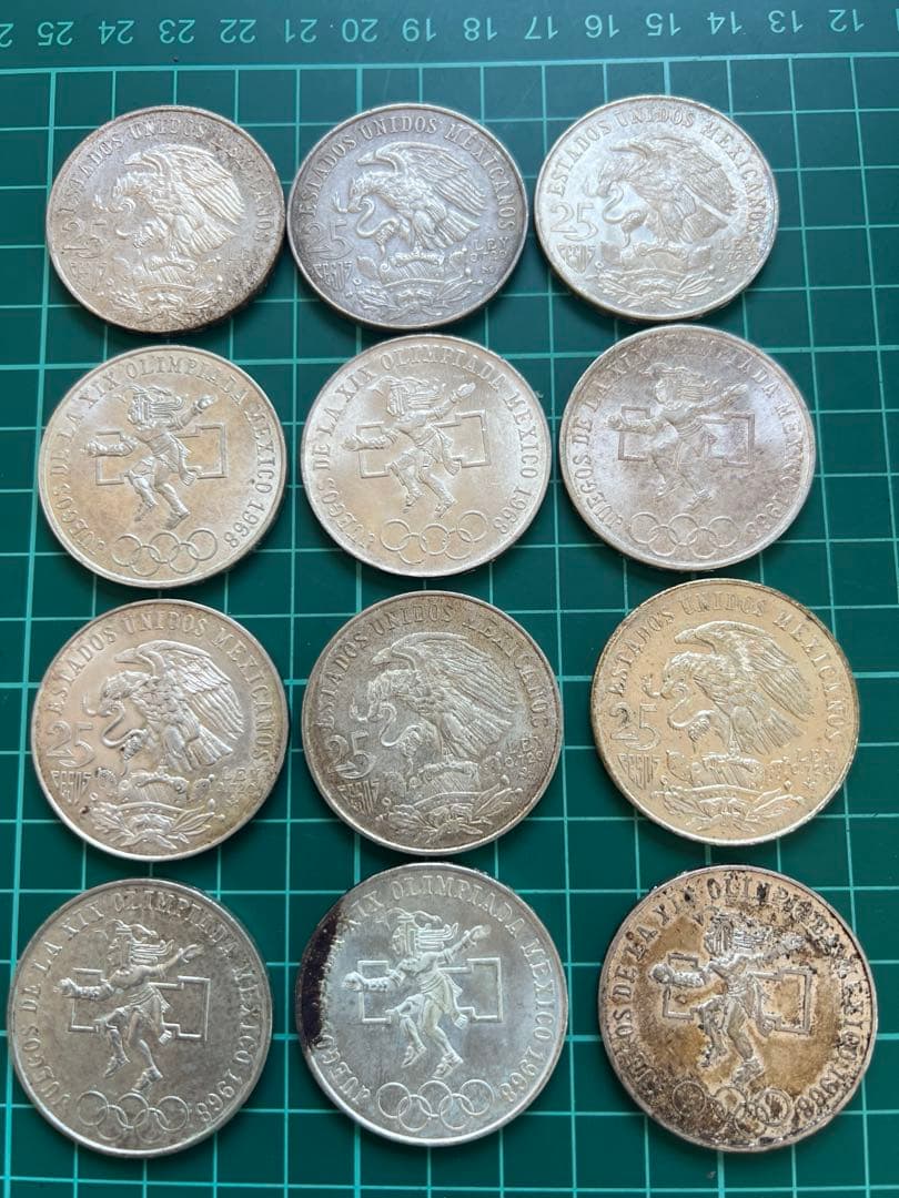 外国銀貨　メキシコ25P銀貨　12枚まとめロット