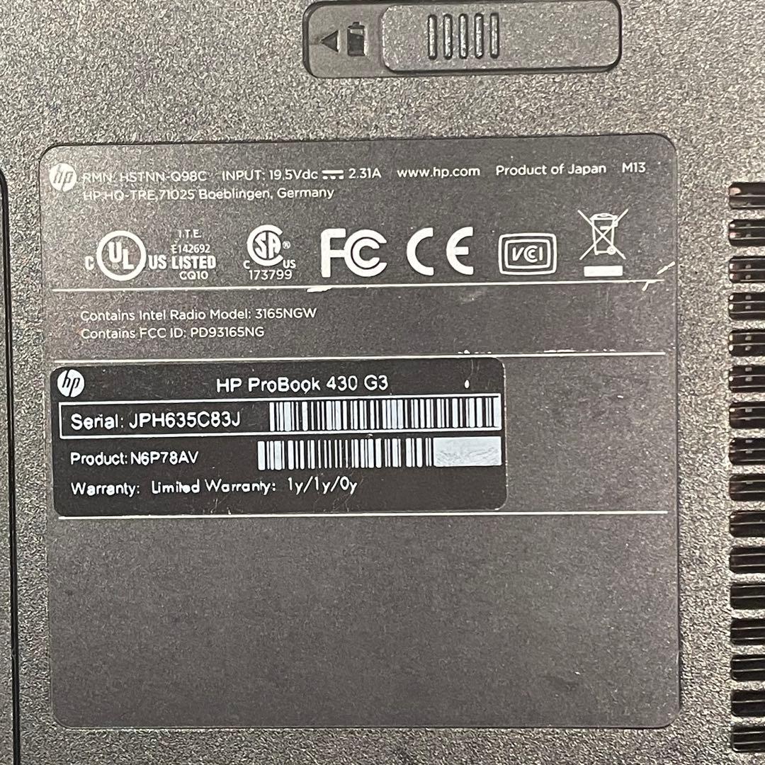 HP ProBook 430 G3 ジャンク品番　電源アダプター付き
