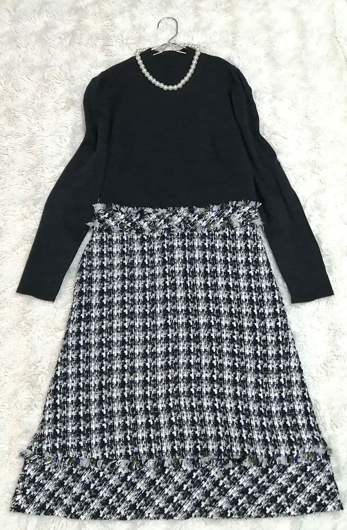 ✨美品✨ TO BE CHIC ニット ツイード ドッキングワンピース