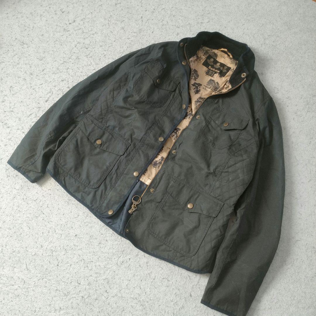 Barbour オイルドジャケット 総柄ライニング ネイビー