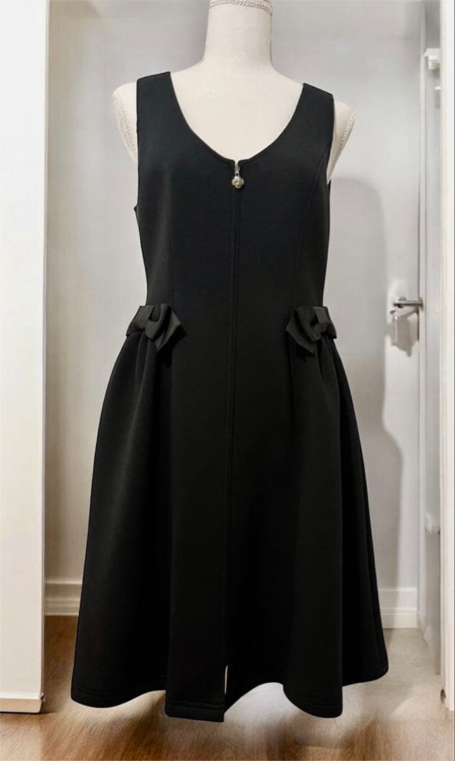 M’S GRACY ジャンパースカート 黒38 フレア リボン 上品
