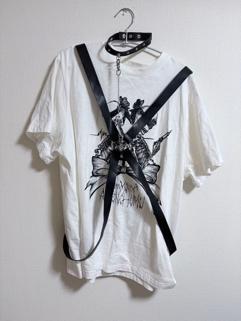 DimMoire × AVENCHUMU twin skull Tシャツ 白