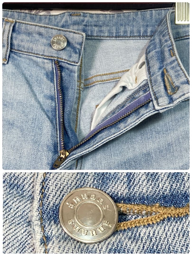 【anuans】セミフレア カットオフ デニム パンツ BLUE サイズ0