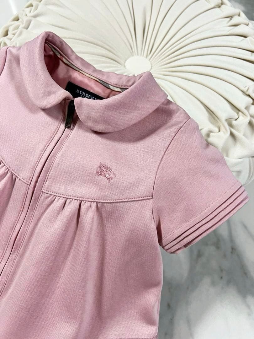《極美品》BURBERRY(80cm)ピンク光沢フォーマル ワンピース 結婚式