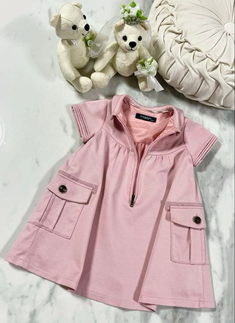 《極美品》BURBERRY(80cm)ピンク光沢フォーマル ワンピース 結婚式