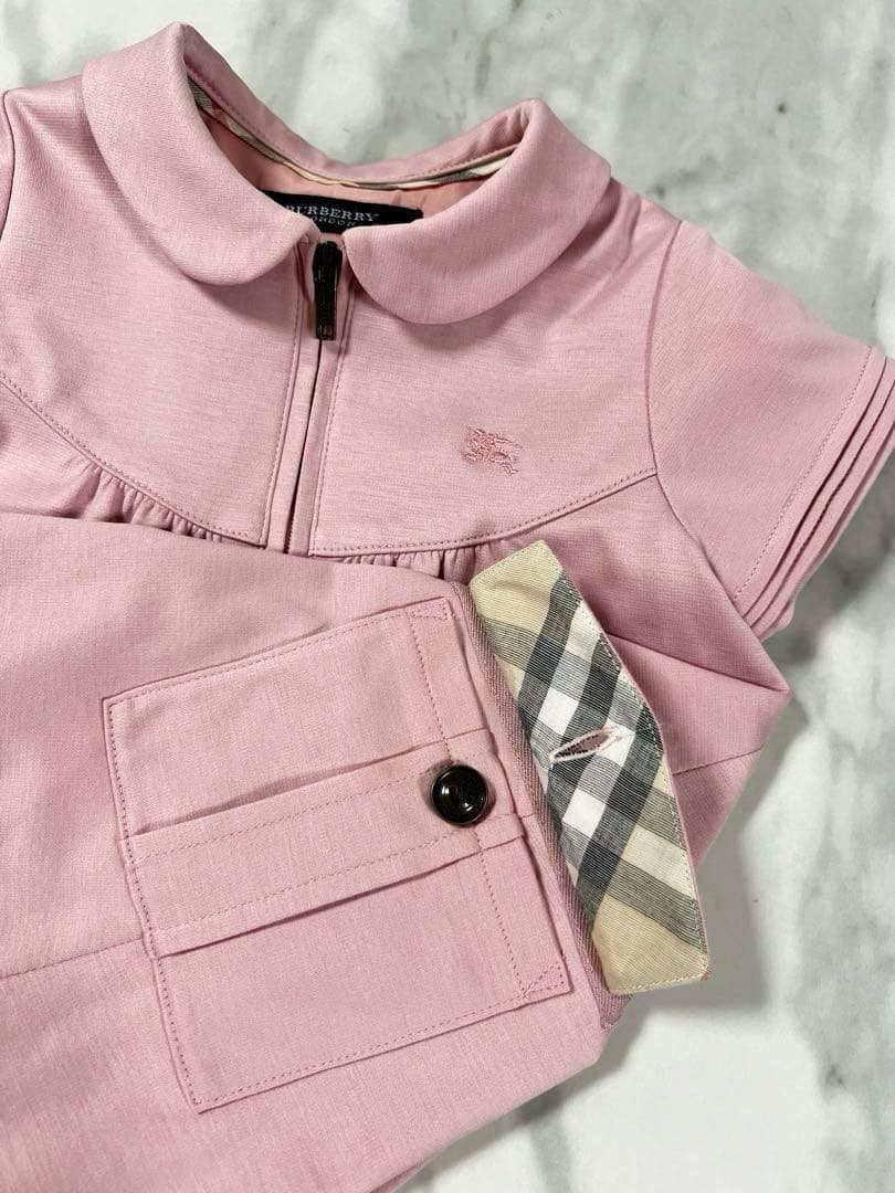 《極美品》BURBERRY(80cm)ピンク光沢フォーマル ワンピース 結婚式