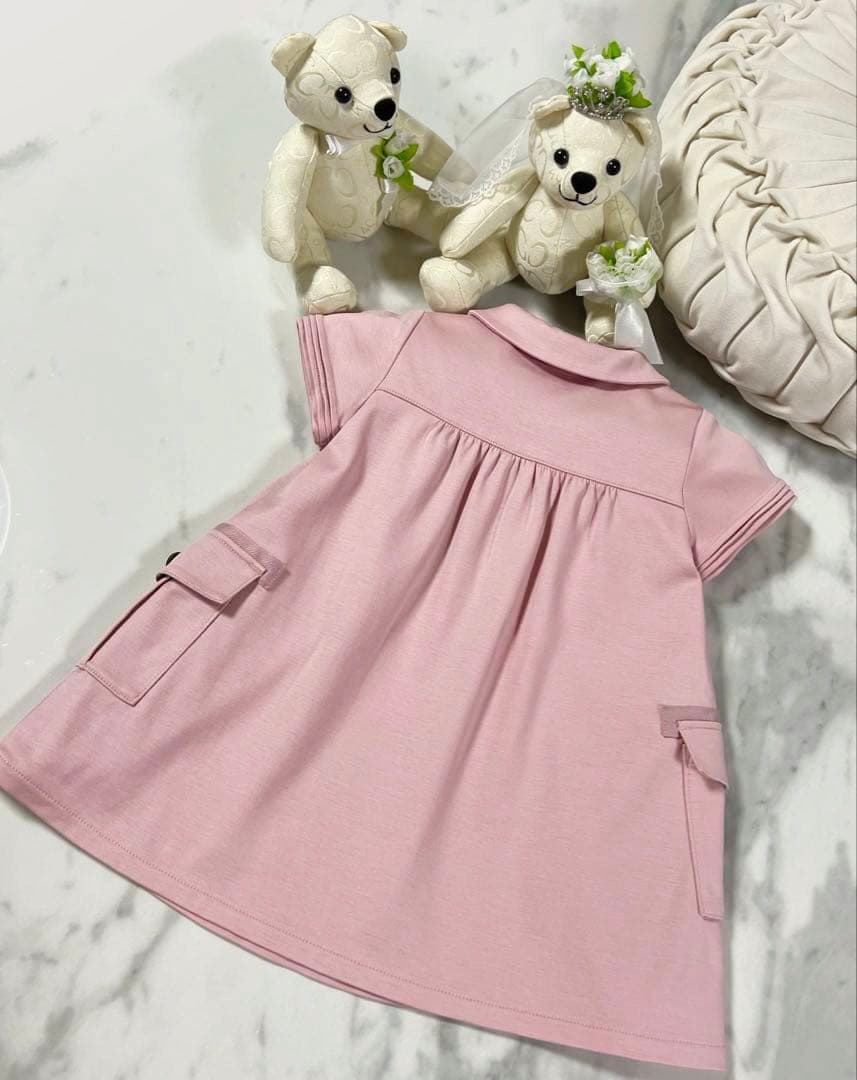 《極美品》BURBERRY(80cm)ピンク光沢フォーマル ワンピース 結婚式