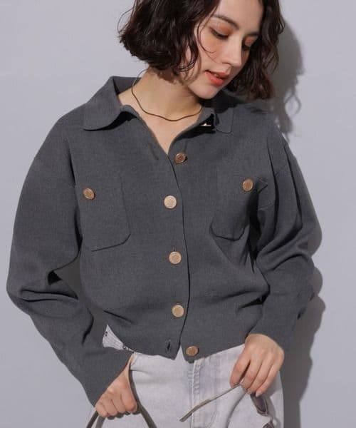 新品訳あり・25SS　Arpege story　襟付きジャケットカーデ　レッド