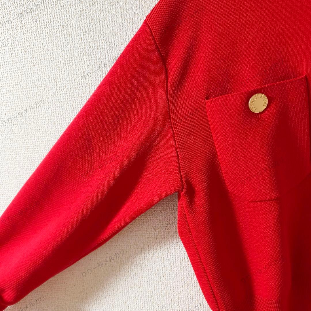 新品訳あり・25SS　Arpege story　襟付きジャケットカーデ　レッド