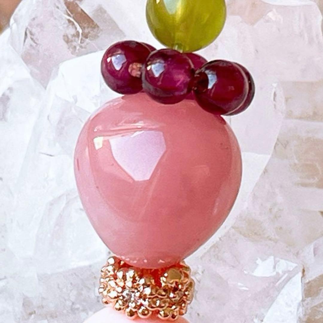 アラシャン くま＆ラリマー・大粒ローズクォーツ薔薇・ムーンストーン天然石ブレス