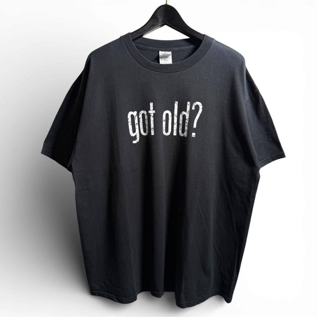 古着 90s USA製 got old? メッセージ Tシャツ ブラック D07
