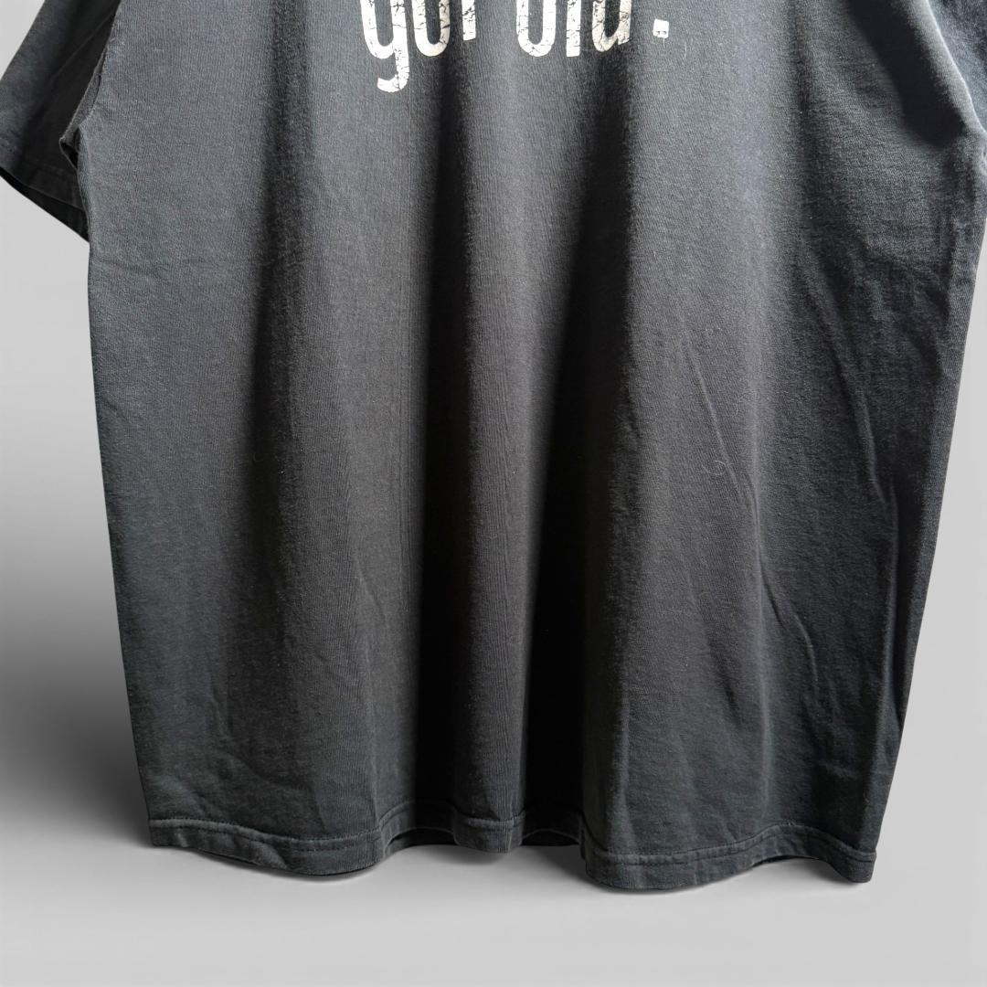 古着 90s USA製 got old? メッセージ Tシャツ ブラック D07
