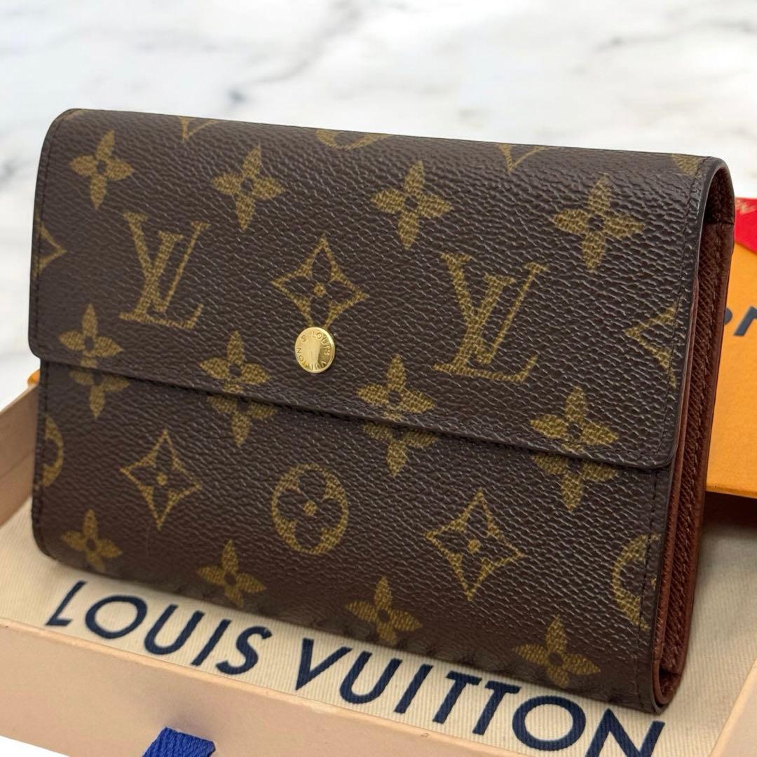【極美品】ルイヴィトン　モノグラム　エテュイパピエ　三つ折り財布　財布　ブラウン