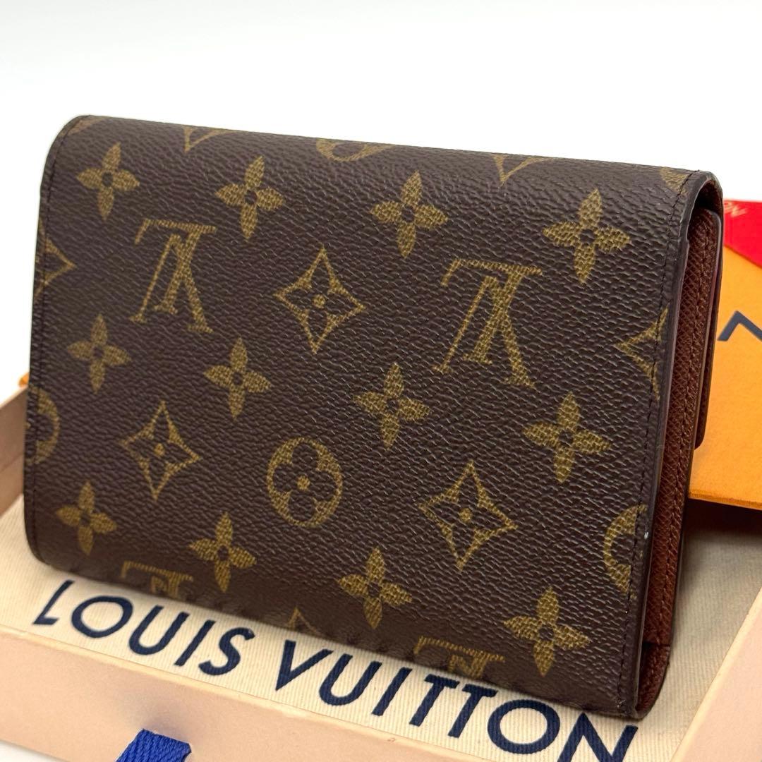 【極美品】ルイヴィトン　モノグラム　エテュイパピエ　三つ折り財布　財布　ブラウン