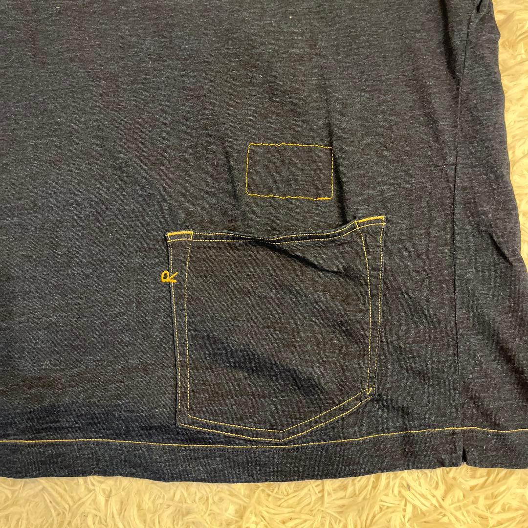美品　45R天竺インディゴ908オーシャンTシャツ 半袖バックポケット付き　XL