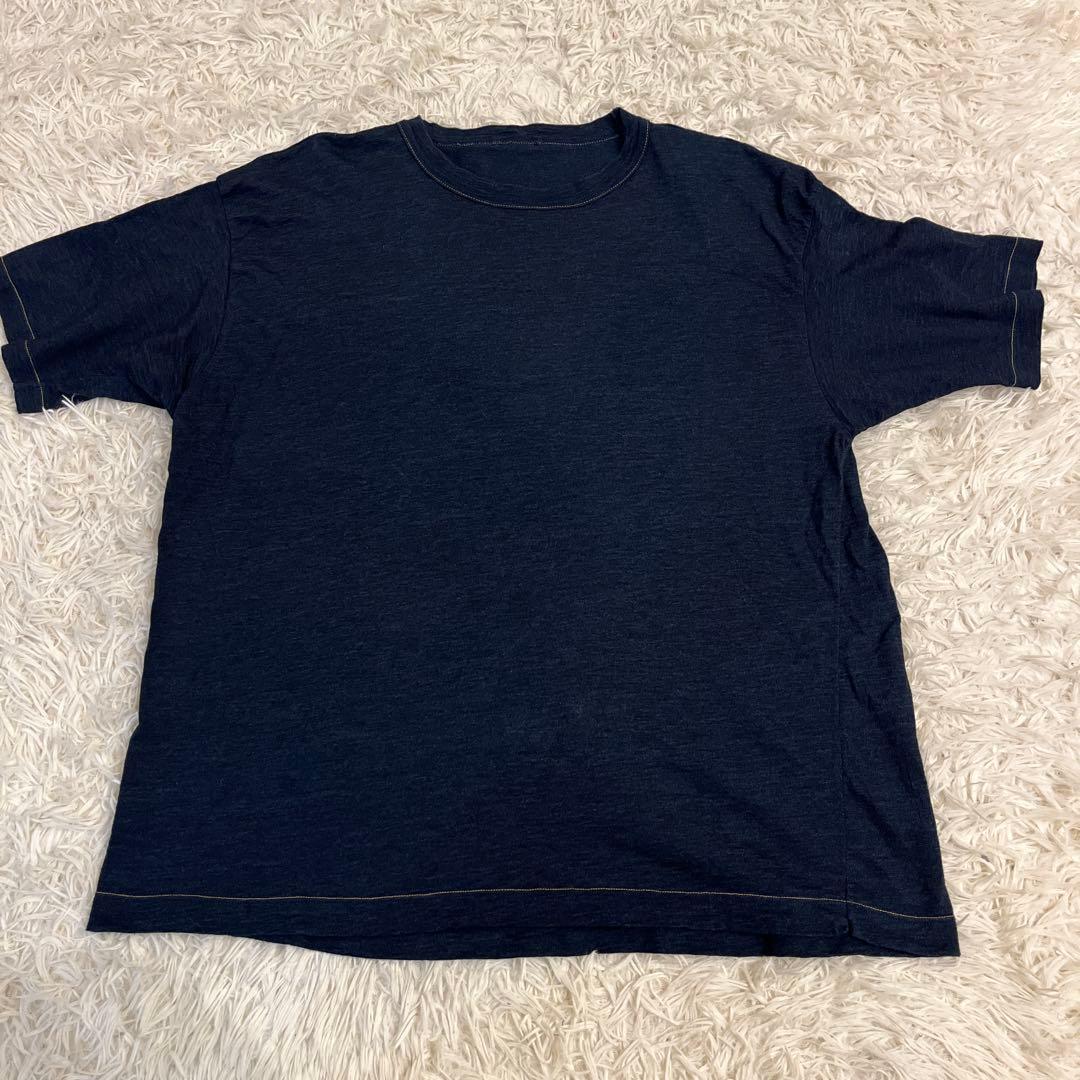 美品　45R天竺インディゴ908オーシャンTシャツ 半袖バックポケット付き　XL