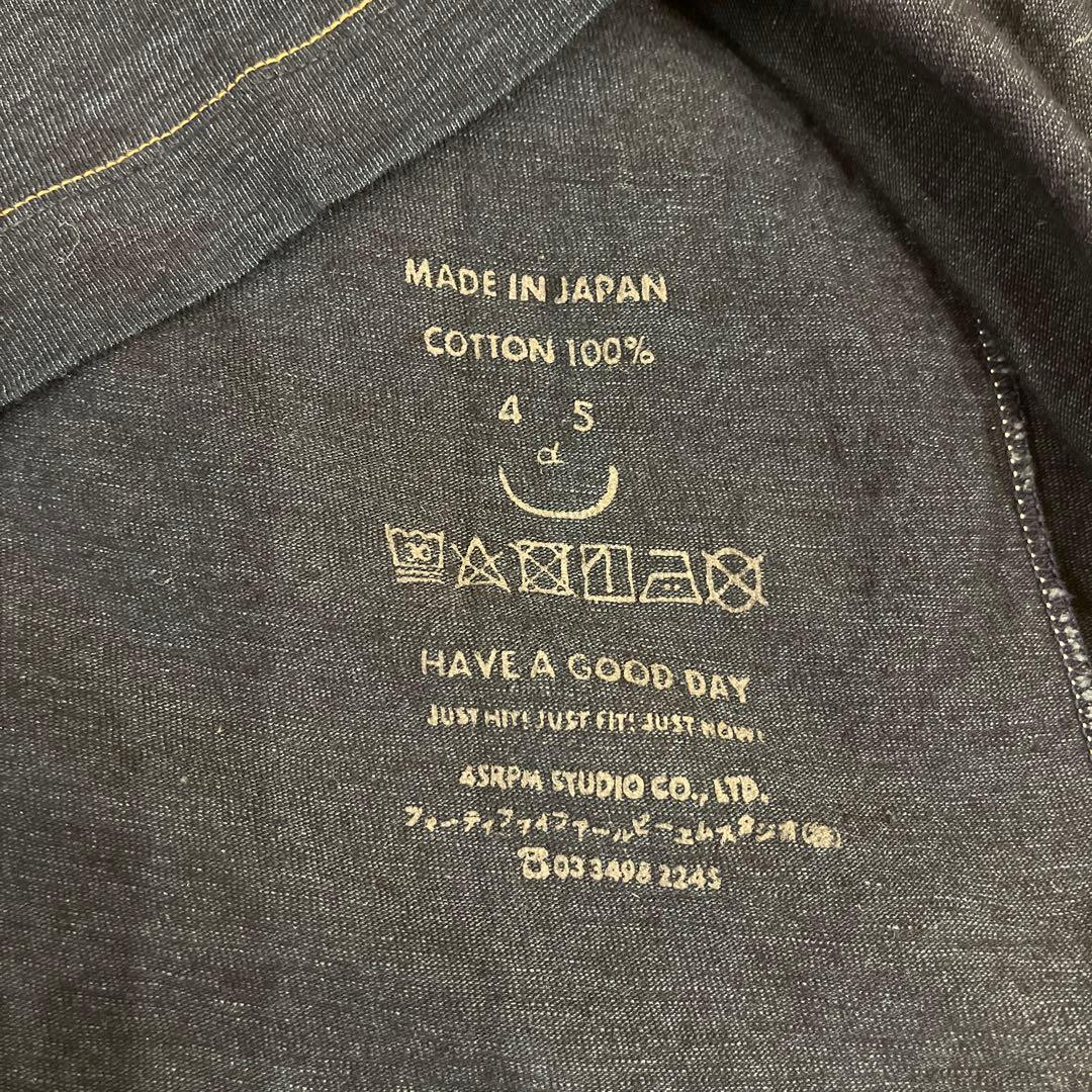 美品　45R天竺インディゴ908オーシャンTシャツ 半袖バックポケット付き　XL