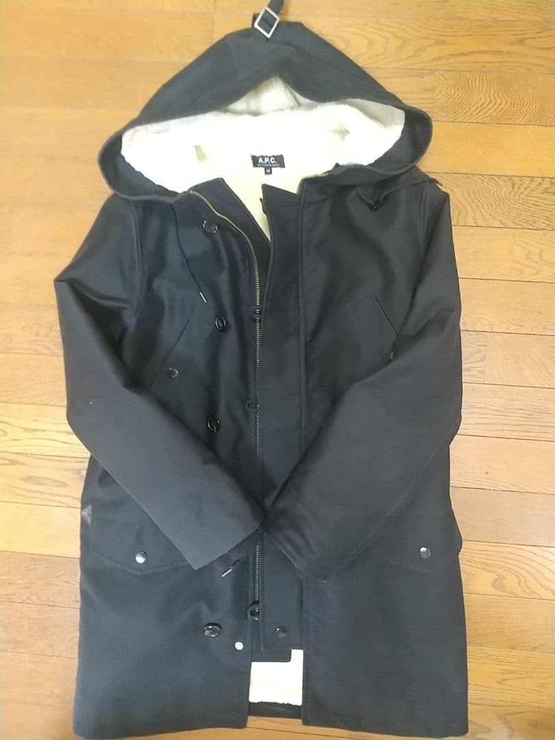 APC フード付きボアモッズコート ネイビー（紺色）