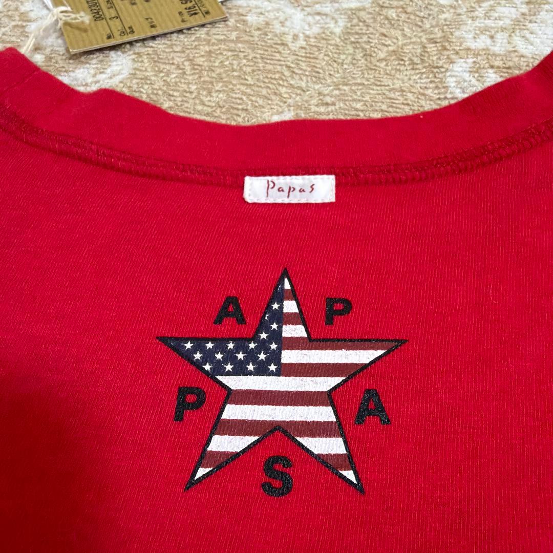 【本日限定値下未使用タグ付】Papas人気柄クマさんアメリカ国旗 Tシャツ M赤