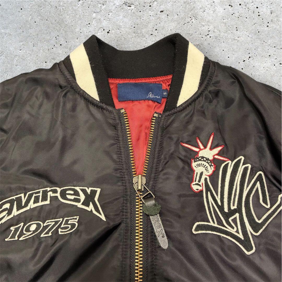 人気✨️AVIREX ナイロンスタジャン ジャケット MA-1 ブラック黒アメカジ
