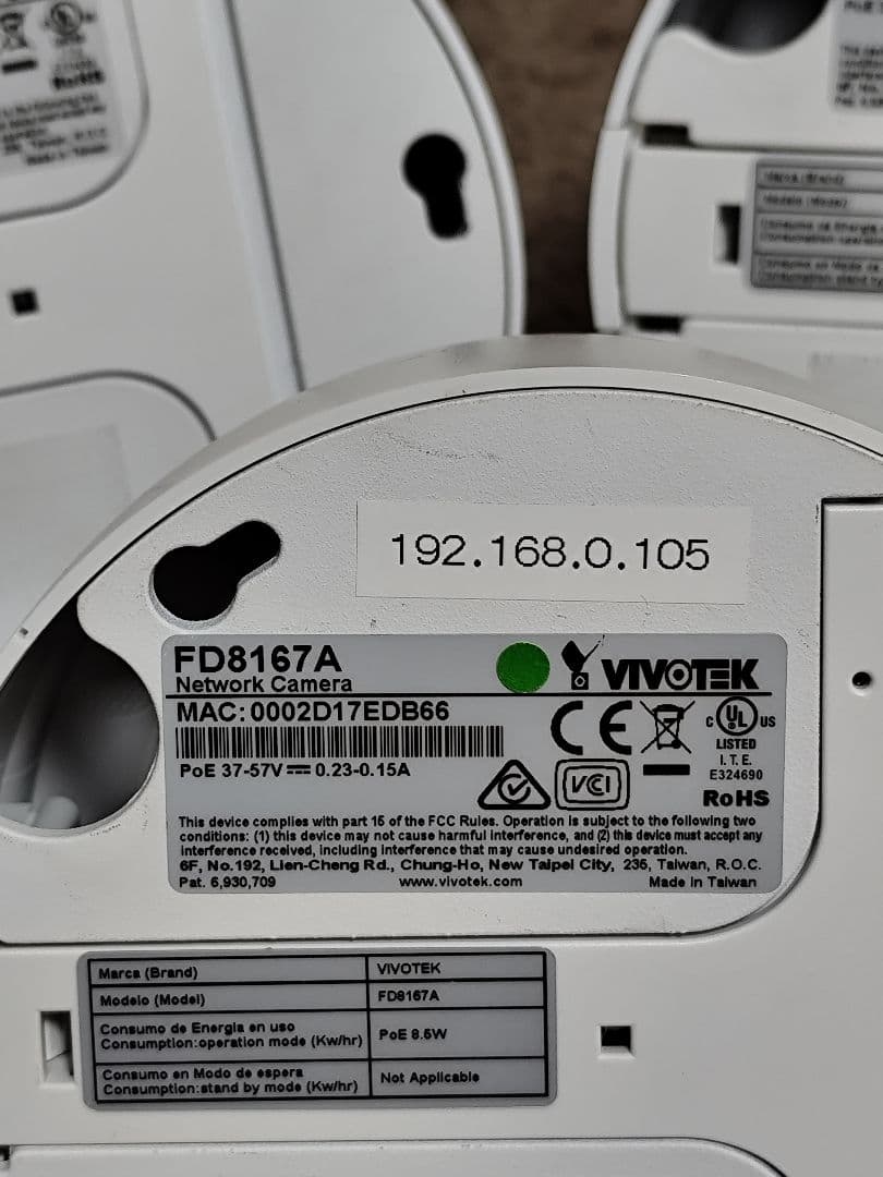 VIVOTEK FD8167A 防犯カメラ 3個セット