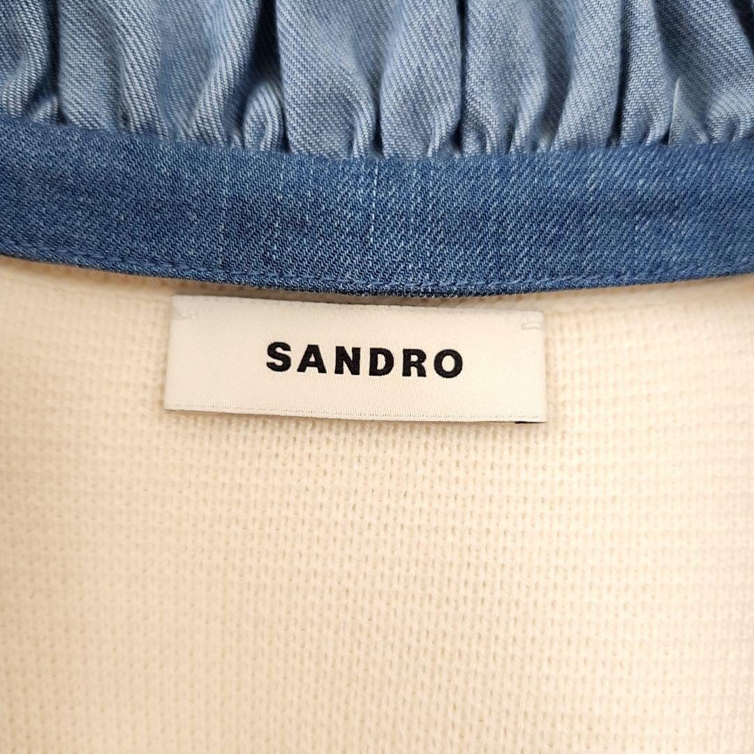 美品✨SANDROサンドロ　金ボタン　ラッフルカラーフリル襟　ニットカーディガン