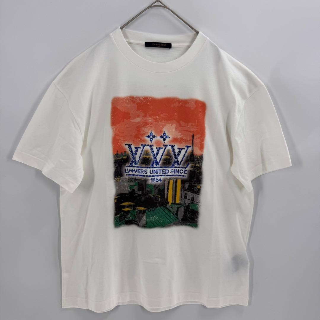 ルイヴィトン エンベリッシュド グラフィックプリント クルーネック 半袖Tシャツ
