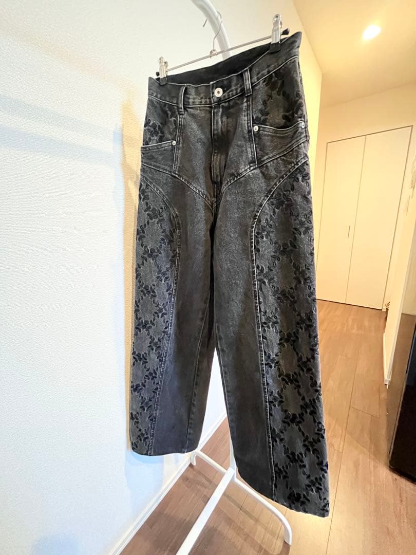 【美品】fetico flower embroidered wide jeans