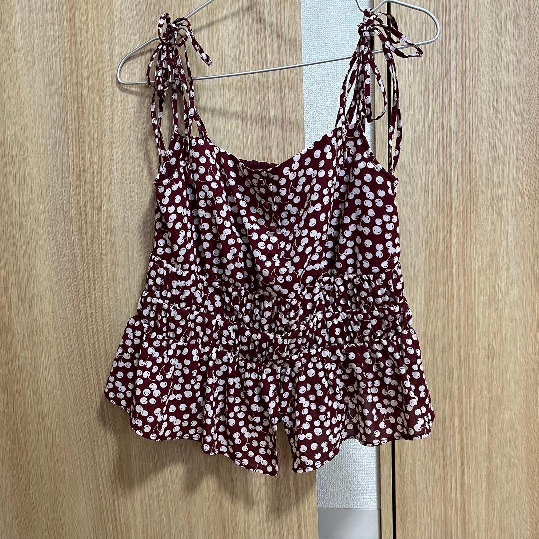 トップス Cherry Pattern Strap Top