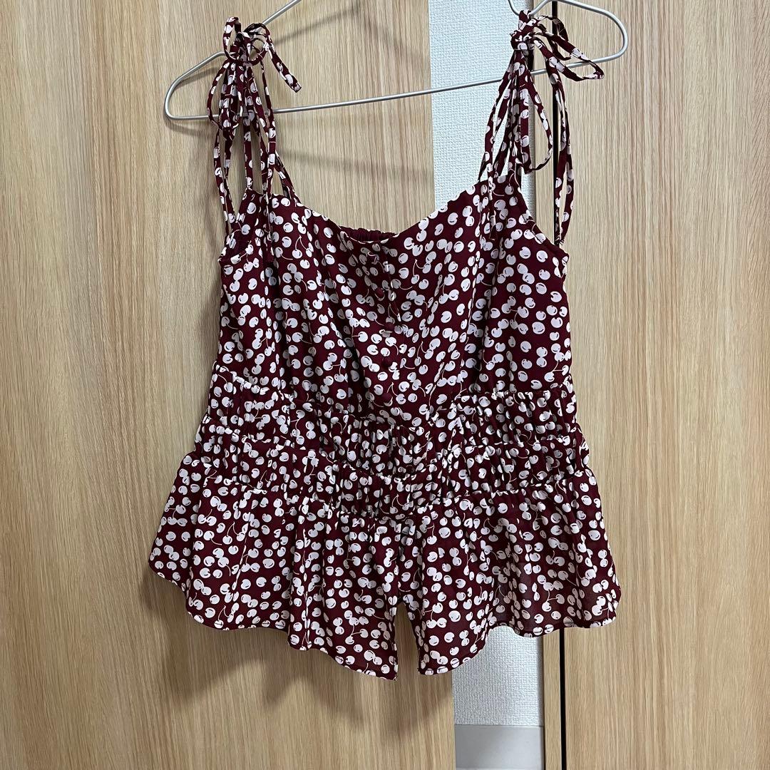 トップス Cherry Pattern Strap Top
