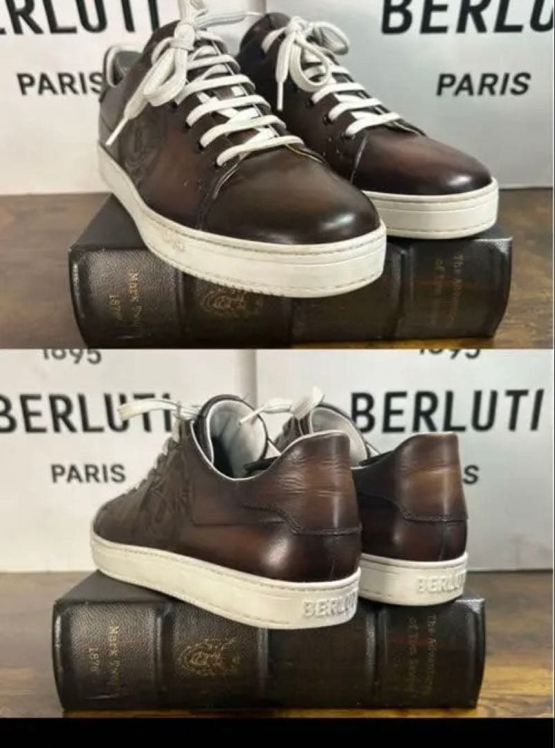 BERLUTI ブラウン レザー スニーカー