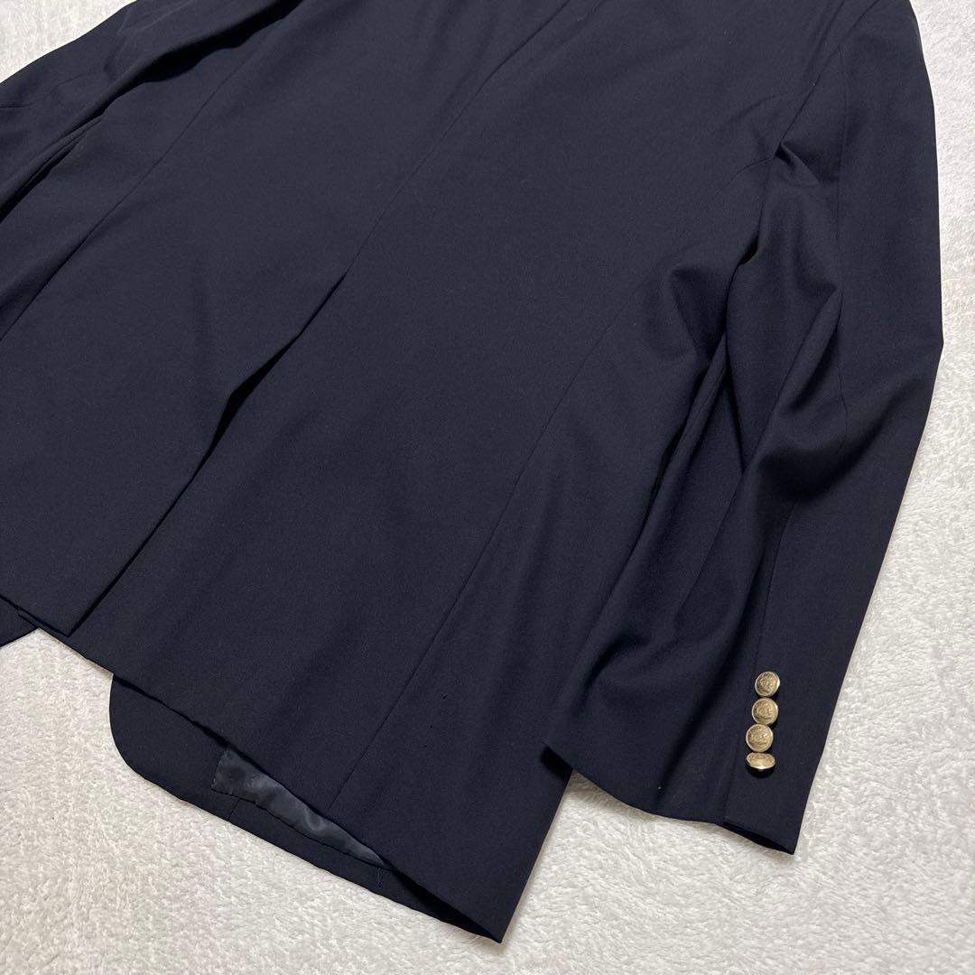 極美品 ニューヨーカー 紺ブレ 金ボタン XL 背抜き 春夏秋 ネイビー 濃紺