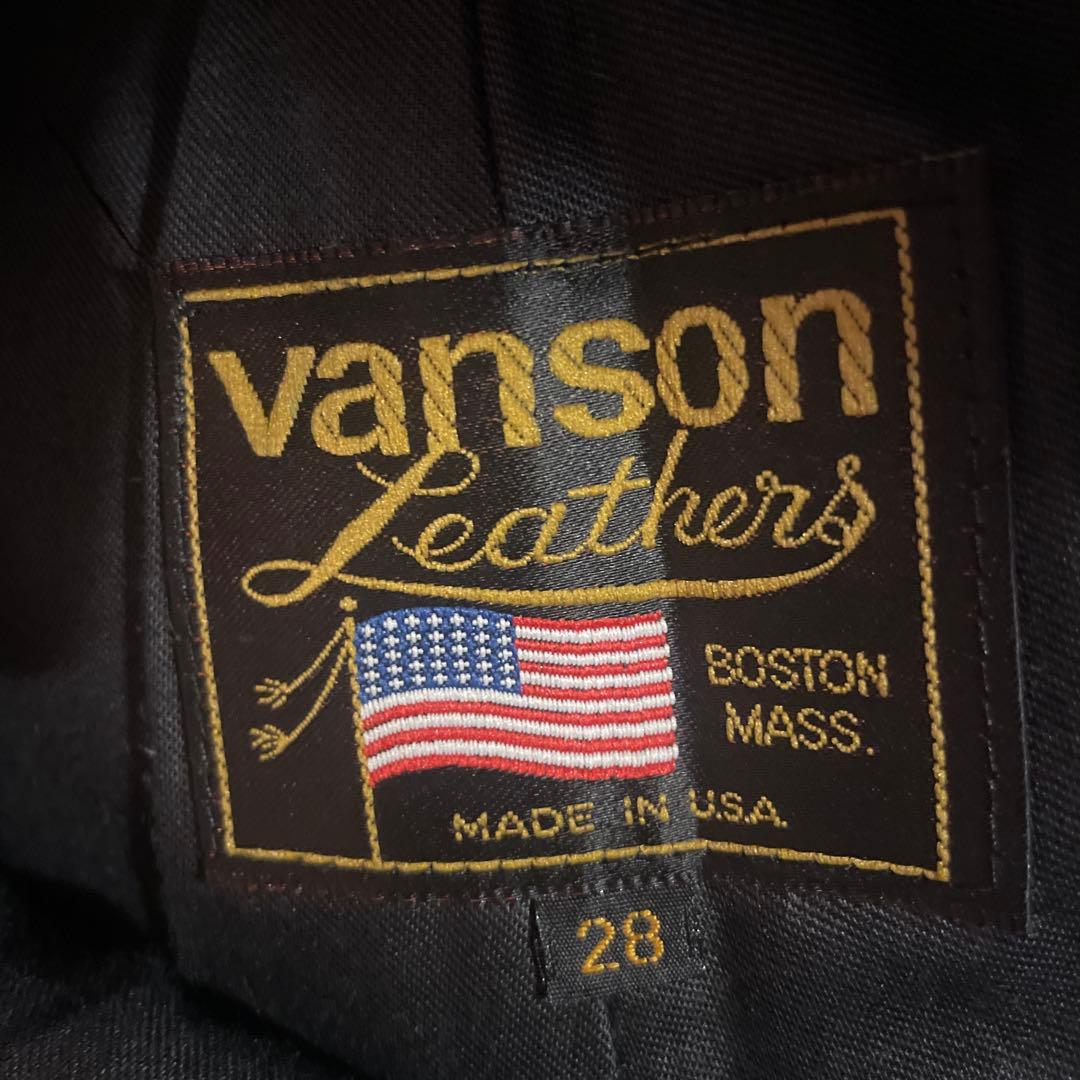 VANSON バンソン レザーパンツ USA製 黒 W28 実寸W70