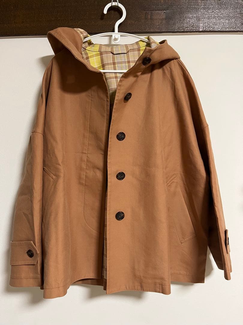 マッキントッシュロンドンROSLEYコットンチェックダブルクロスフーデットコート